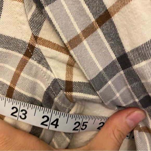 Eddie Bauer Cotton flannel Black gray plaid Long Sleeve button down shirt XLT - Picture 6 of 11